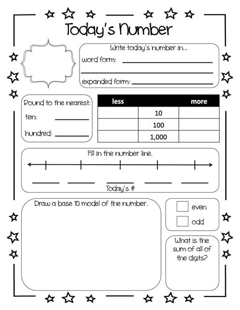 Number of the Day Worksheet by Jacqueline Ferrara | TpT